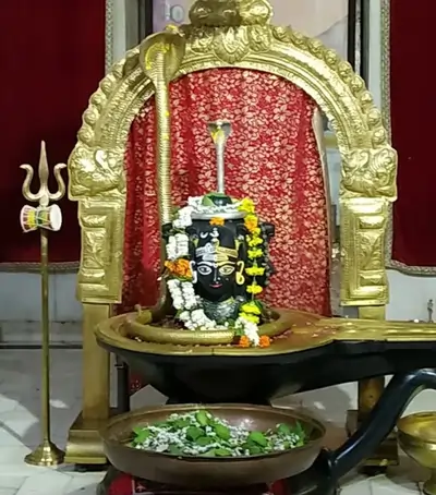 शिव बाड़ी मंदिर बीकानेर के गर्भगृह में स्थापित पंचमुखी शिवलिंग