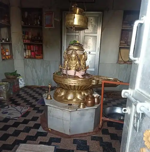 पशुपतिनाथ महादेव मंदिर मांझवास के गर्भगृह में स्थापित पशुपतिनाथ की अष्टधातु की प्रतिमा
