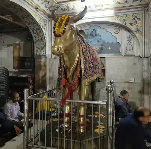 ताड़केश्वर महादेव के प्रवेश द्वार पर पीतल (कांस्य) से बनी भगवान शिव के वाहन नंदी की प्रतिमा